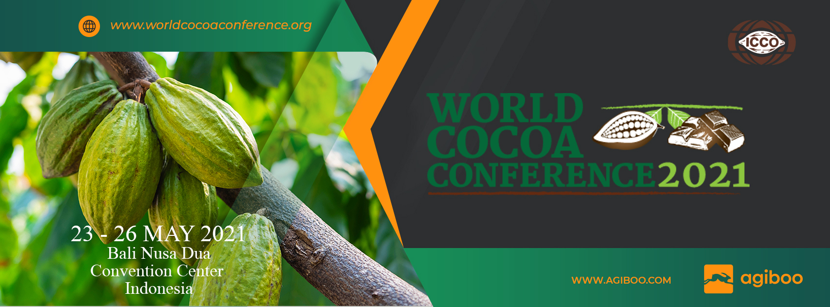 World Cocoa Conference 2021 banner cocoa beans